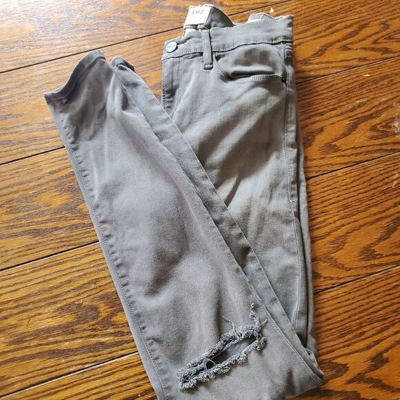 Frame le skinny de Jeanne grey distressed jeans 27 - Picture 2 of 6